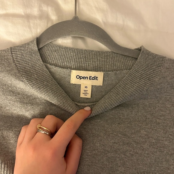 Open Edit Gray Ribbed Sweater - Picture 2 of 3